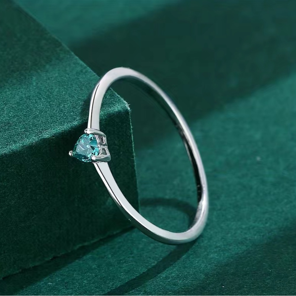 NWT 💍🩵 TURQUOISE AQUA .925 SILVER PLATED HEART PARAIBA TOURMALINE RING Size 7 - Picture 6 of 8
